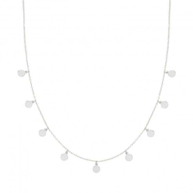 Acotis Silver Necklace Rhodium Plated Disc Charms G3373