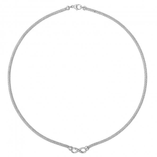 Acotis Silver Necklace Rhodium Plated Mesh Zirconia Set G3272