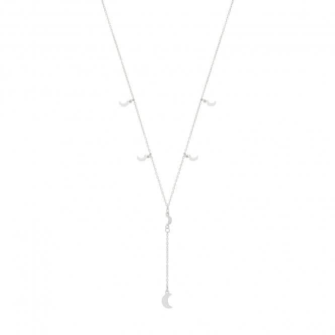 Acotis Silver Necklace Rhodium Plated Moon Charms G3374