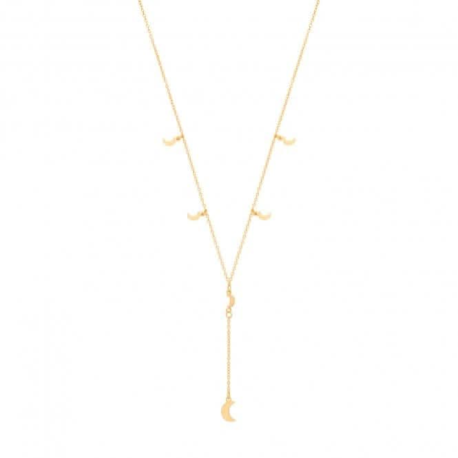 Acotis Silver Necklace Yel Gold Plated Moon Charms G3374GP