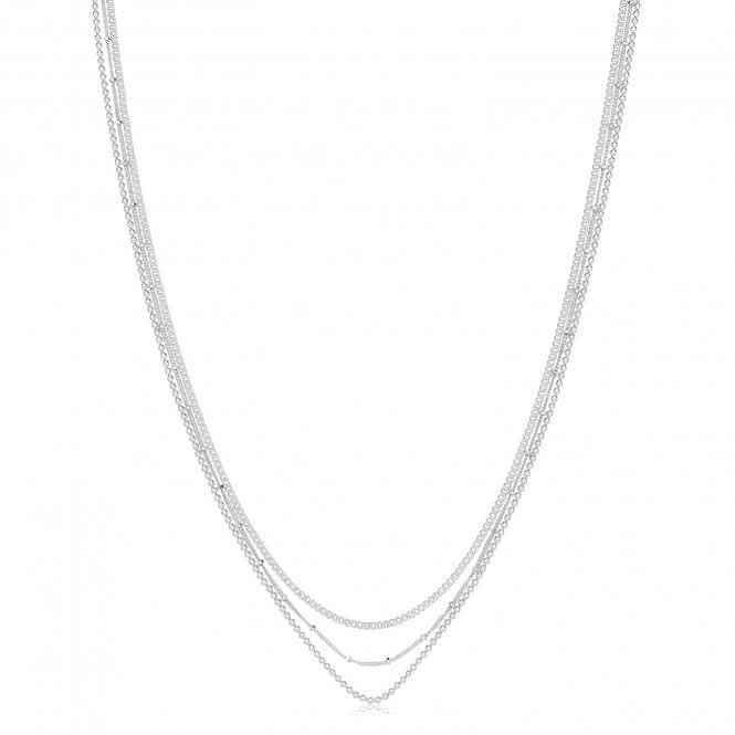 Acotis Silver Necklace Rhodium Plated Multichain G3407rh