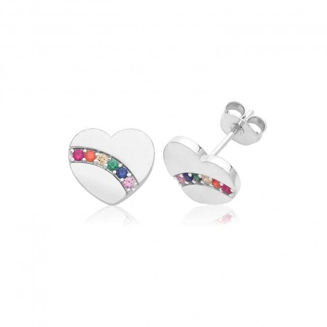 Acotis Silver Studs Rhodium Plated Rainbow Heart G51353