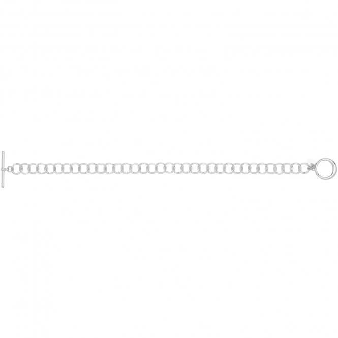 Acotis Silver Bracelet Rhodium Plated T-Bar Circle Link G2703rh