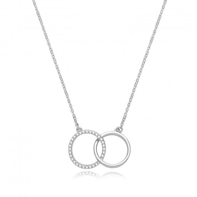 Acotis Silver Necklace Rhodium Plated Zirconia Circle Link G3396