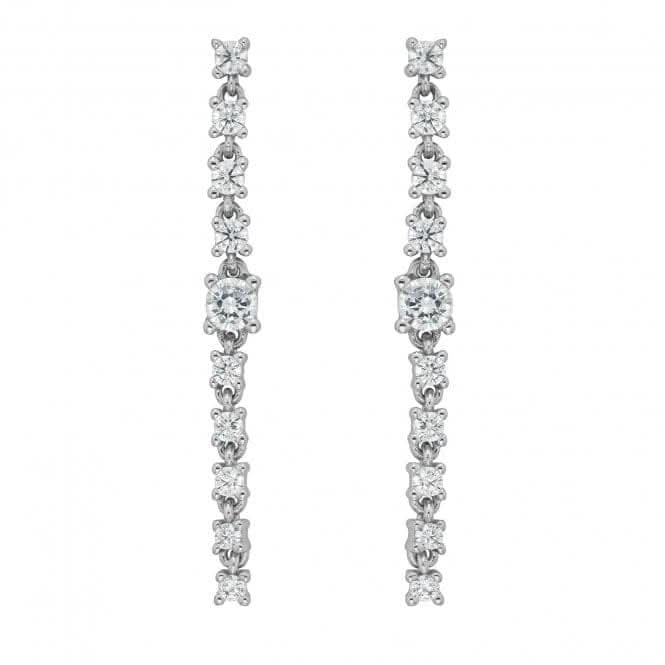 Acotis Silver Drop Earrings Rhodium Plated Zirconia G51206