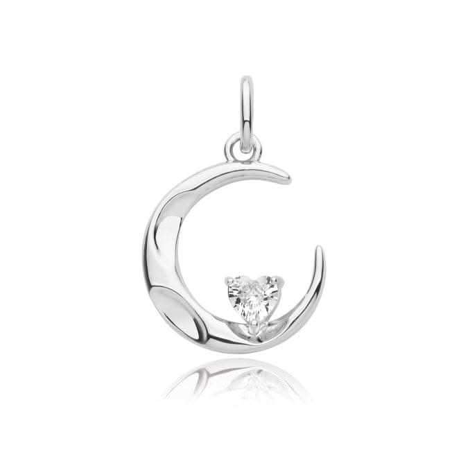 Acotis Silver Pendant Rhodium Plated Zirconia Moon G61124