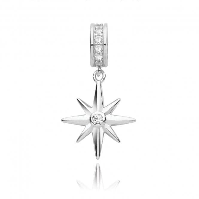 Acotis Silver Pendant Rhodium Plated Zirconia Northern Star G61125