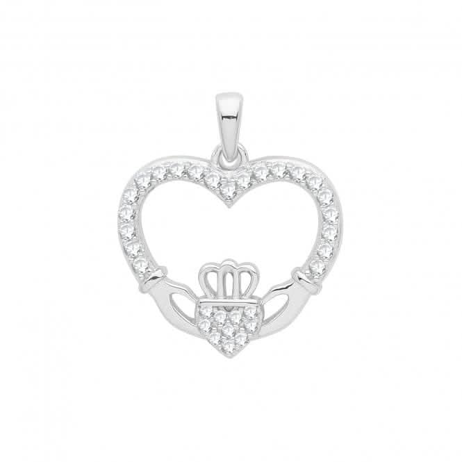 Acotis Silver Pendant Set Rhodium Zirconia Heart Cladgh G61059