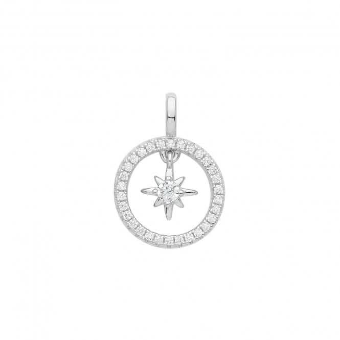 Acotis Silver Pendant Set Rhodium Zirconia Star In Cercle G61091