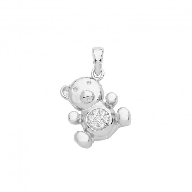 Acotis Silver Charm Set Rhodium Zirconia Teddy Bear G61086