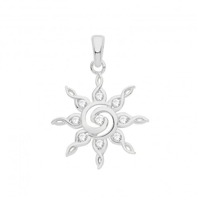 Acotis Silver Pendant Set Rhodium Zirconia Twril Star G61082