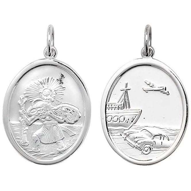 Acotis Silver Pendant St. Christopher Double-Sided Oval G6823
