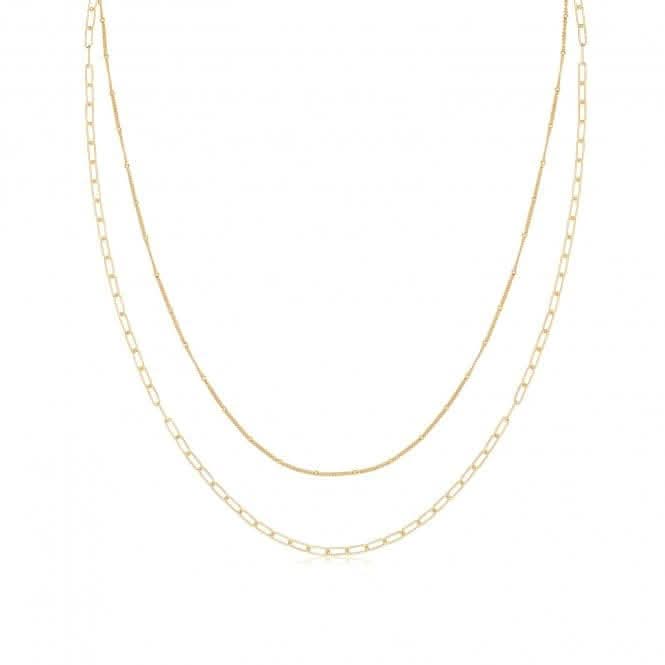 Acotis Silver Necklace Multichain with Yellow Gold Plating G3406GP