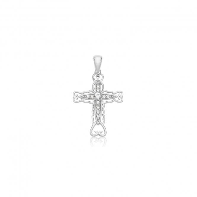 Acotis Silver Necklace Zirconia Cross G61157