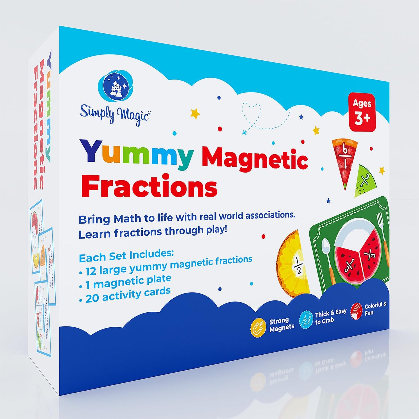 Simply Magic 112 PCS Yummy Magnetic Fractions — Fraction Tiles & Circles for Elementary Math