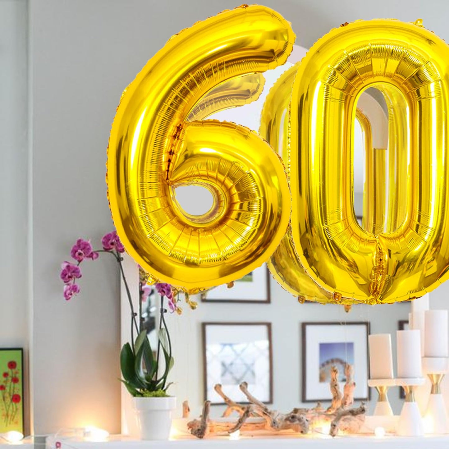 SINBEE Gold 40inch Number Balloon (0 & 6) – Reusable Mylar Foil Party Decor for 60th Birthday & Anniversary