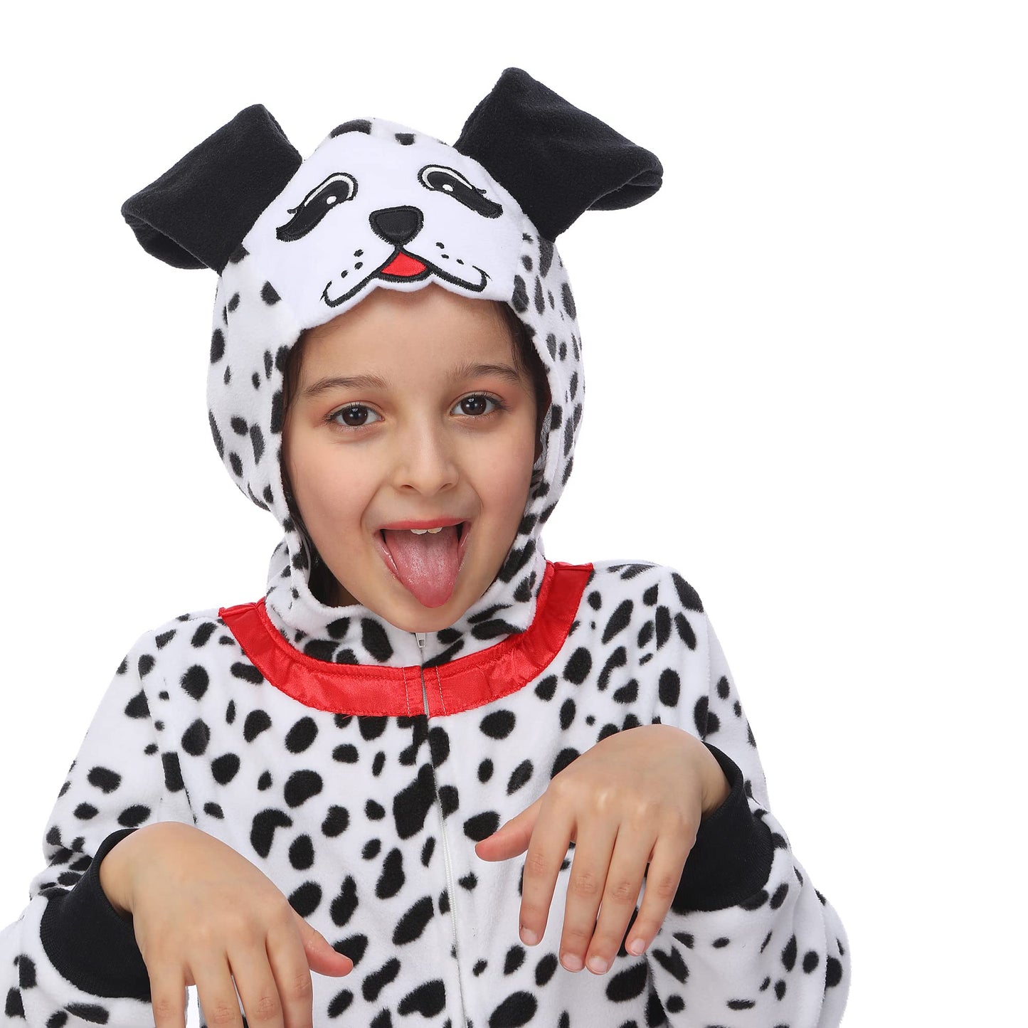 Sincere Party Dalmatians Kids Onesie Costume – Fleece Dalmatian Hoodie Jumpsuit (2XL/12-14)