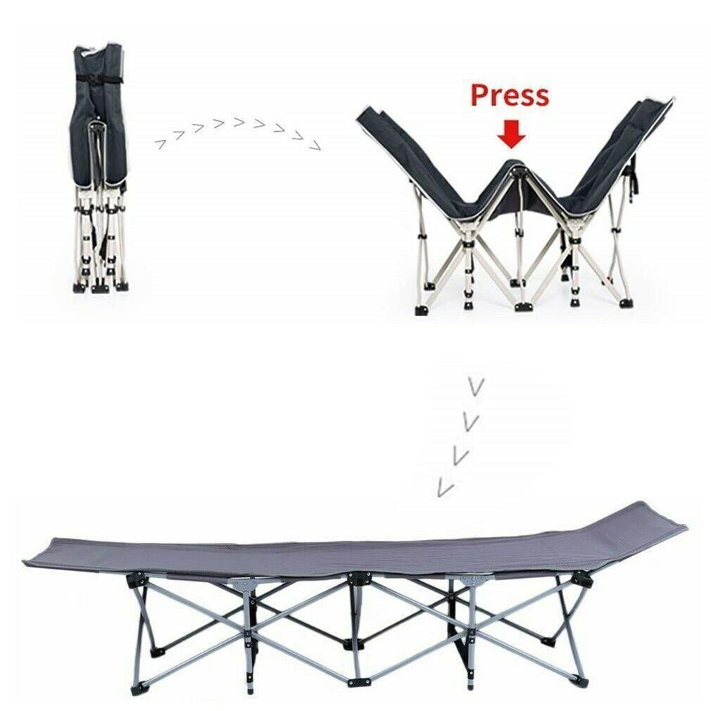 Single Folding Bed for Guests, Camping & Travel Bed, Lightweight Folding Bed With Grey Mat