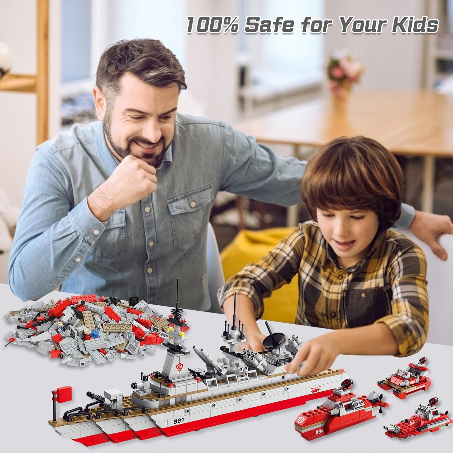 Sitodier Military Battleship Building Block Set – 811 Pieces, 25 Models, STEM Warship Kit for Kids 6-14