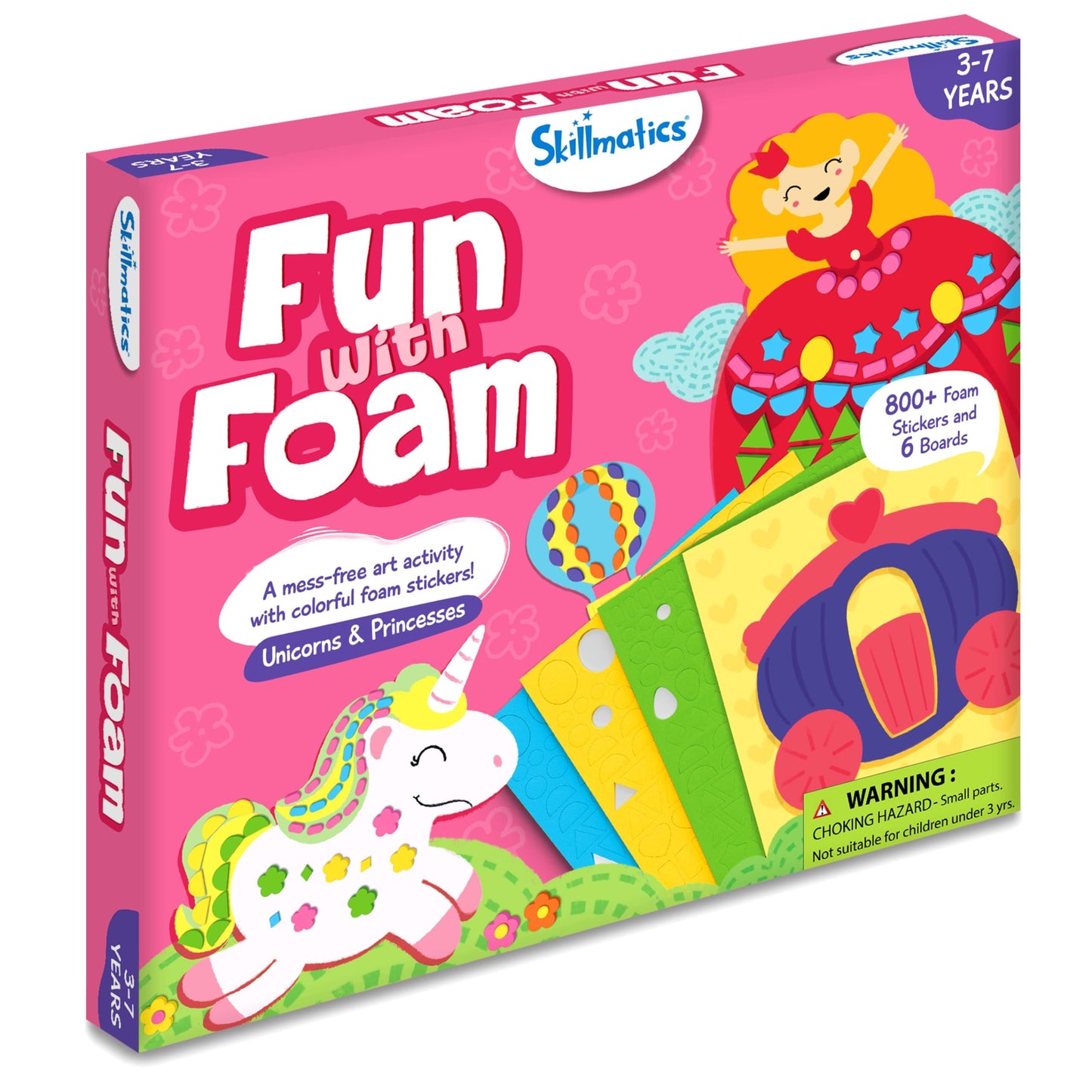 Skillmatics Foam Sticker Art Activity: Unicorns & Princesses, 800+ 3D Foam Stickers, Mess-Free Craft Kit for Kids 3-7
