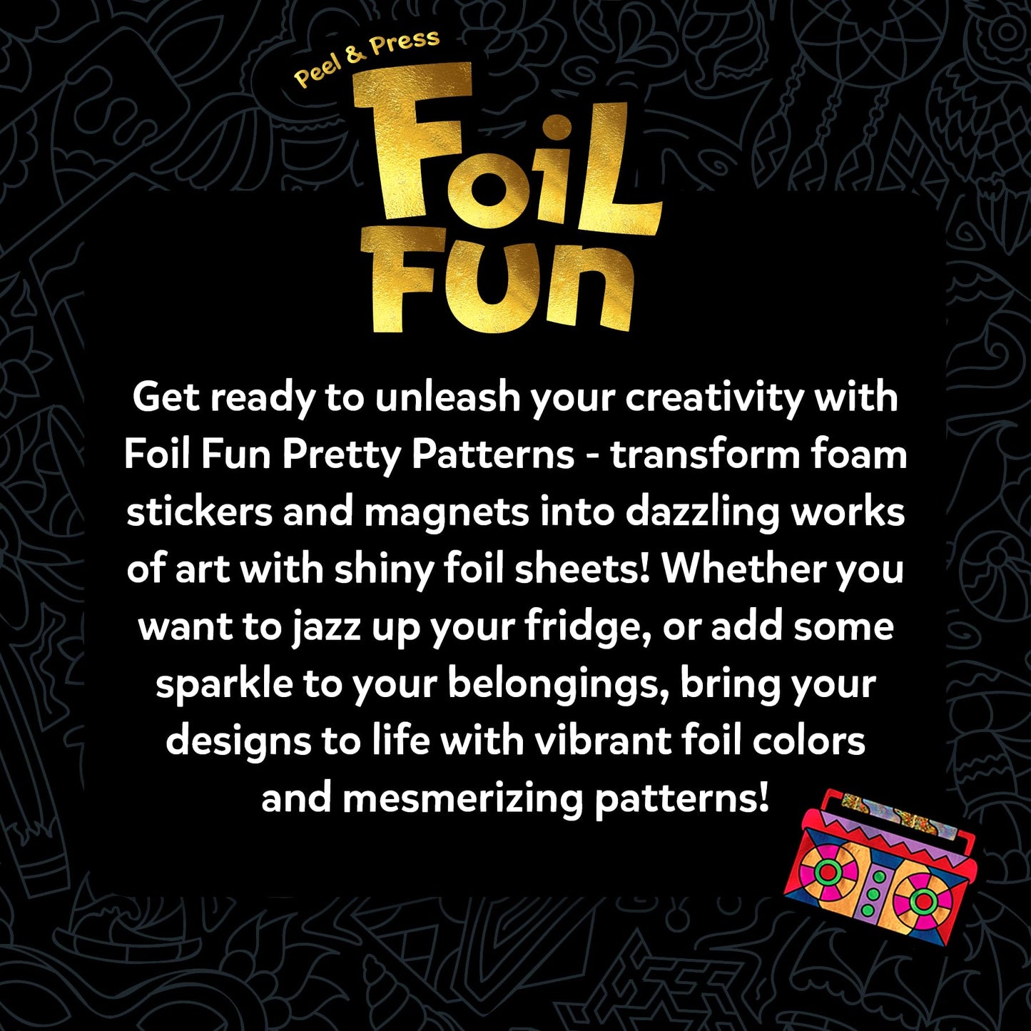 Skillmatics Foil Fun: Pretty Patterns 18 DIY Magnets – Mess-Free Craft Kit