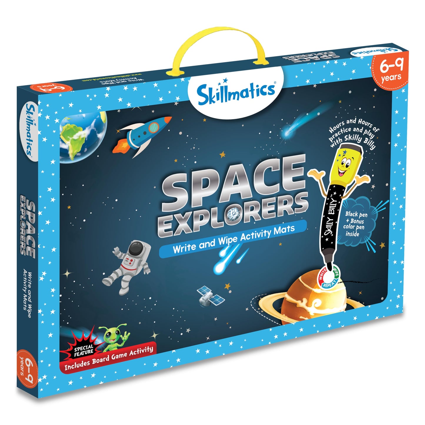 Skillmatics Space Explorers: Reusable Activity Mats for Ages 6-9 | 6 Mats + 2 Markers