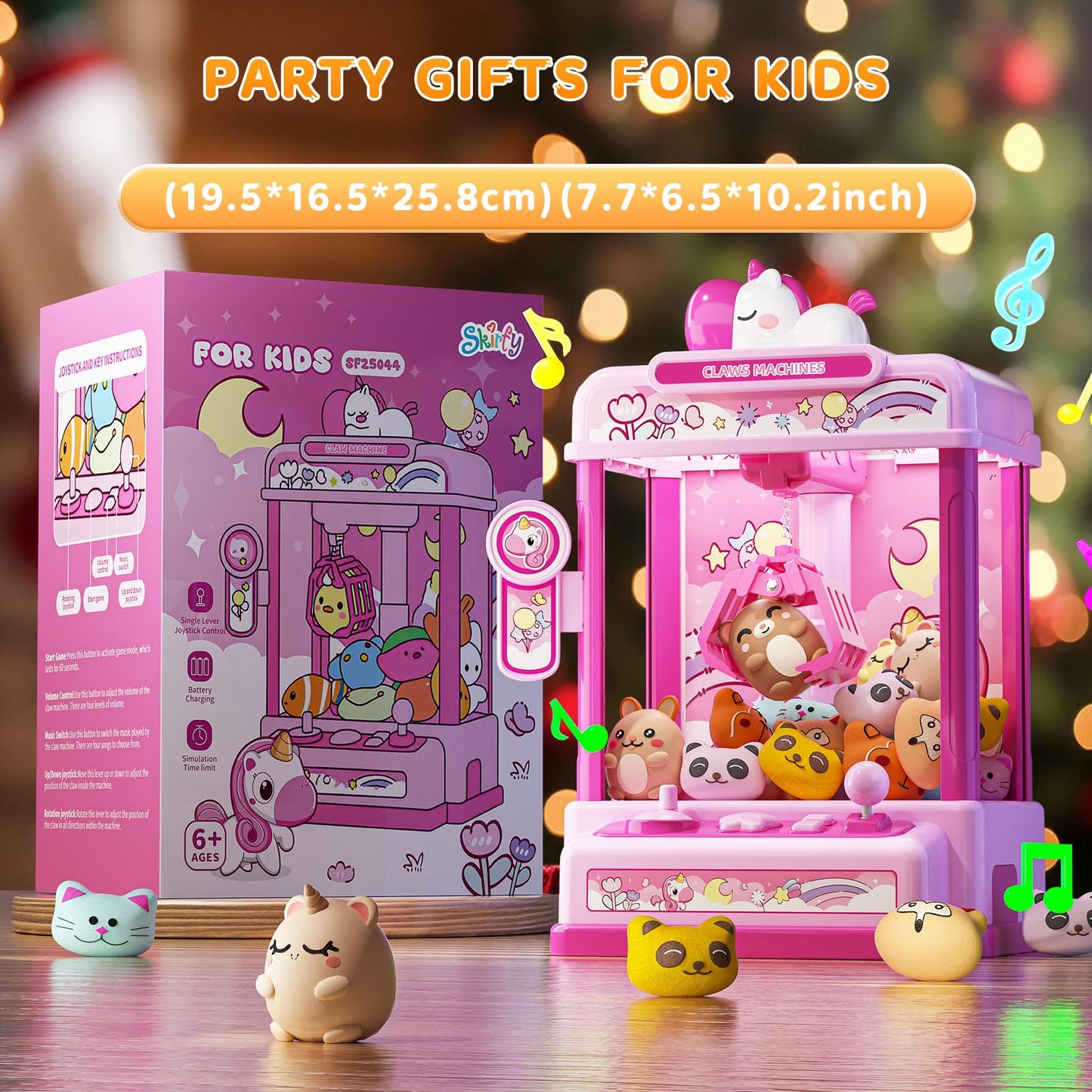 Skirfy Claws Machines for Kids 6+ | Unicorn Design Mini Arcade with 20 Plush Toys