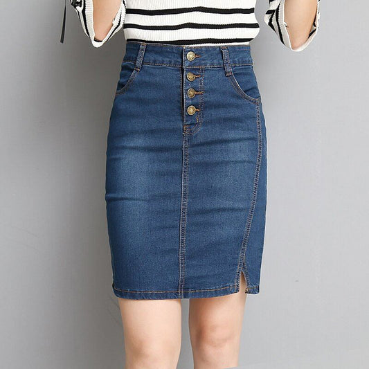 Skirt Denim Bodycon With Stretchy Midi Skirt Jeans High Waist Pencil Skirts Women