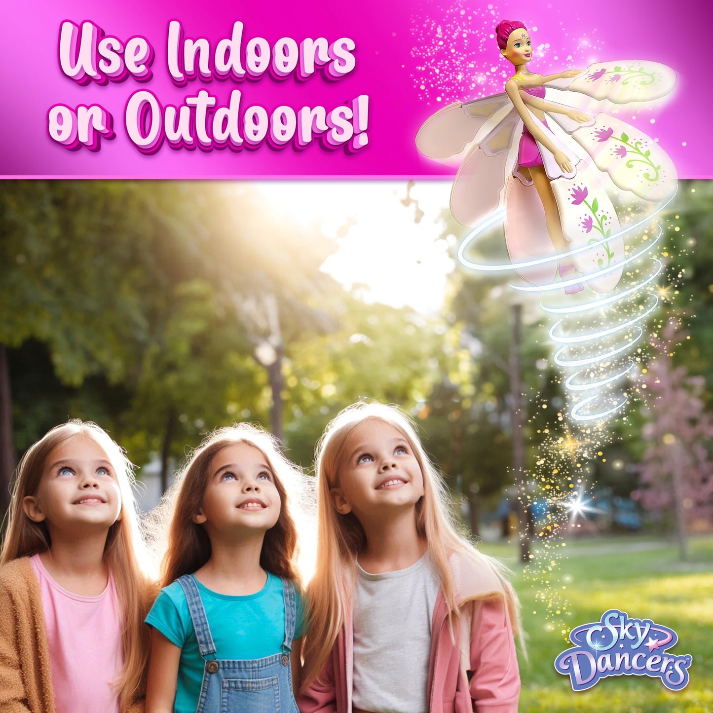 Sky Dancers Flying Doll – Fuchsia Fantasy | Pull-String Flying Toy for Ages 6+