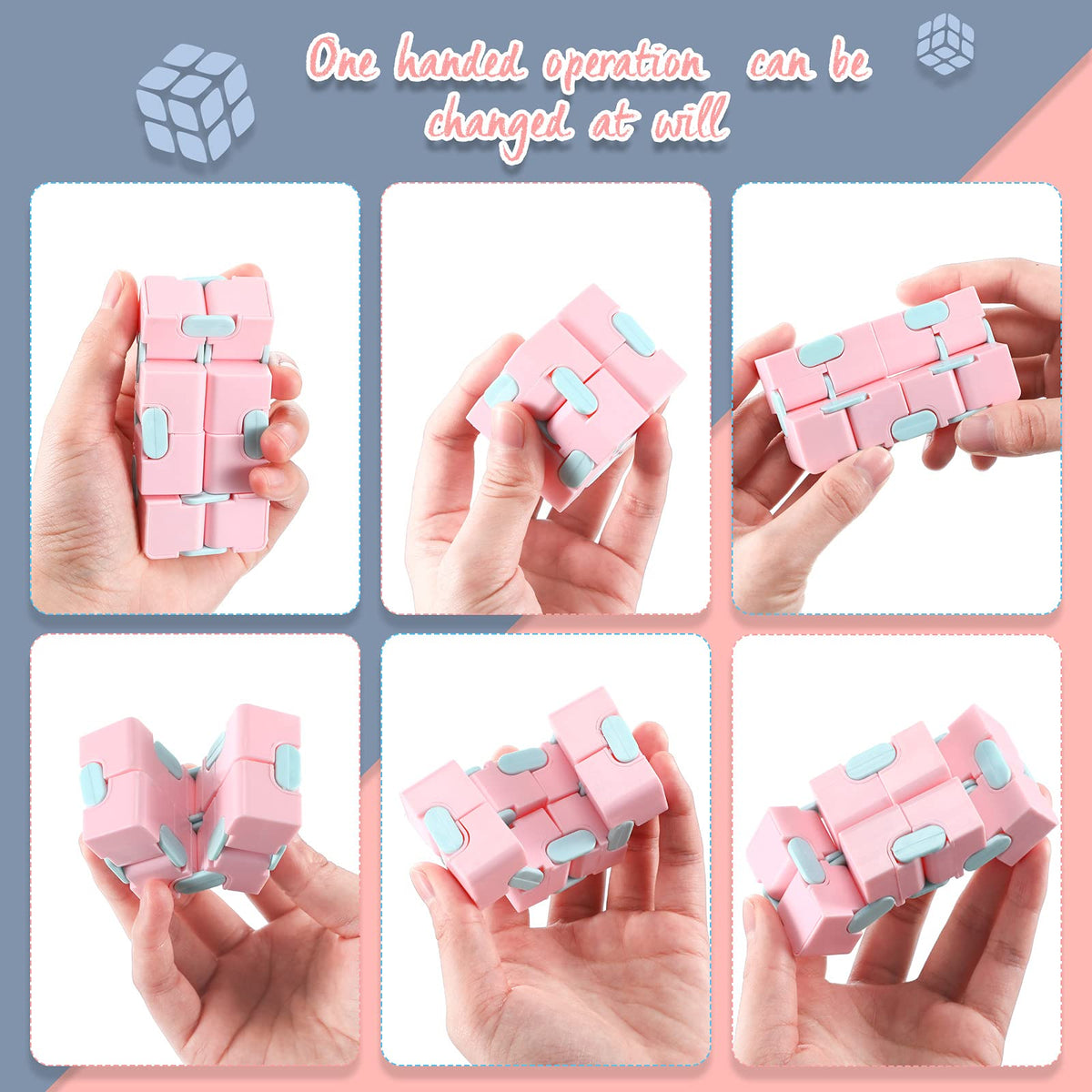 Skylety 6-Piece Infinity Cube Toy for Stress Relief and Focus — Durable ABS Fidget Desk Toy