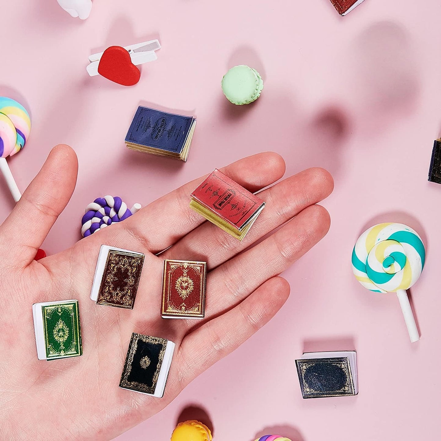 Skylety 24-Piece 1:12 Scale Miniature Books Set for Dollhouses