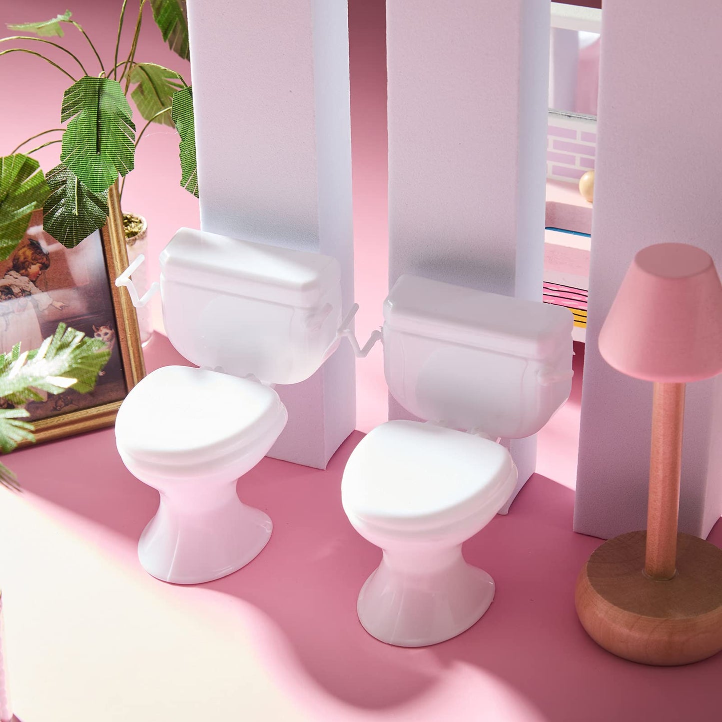 Skylety 2-Piece Mini Dollhouse Toilet Seat – White, Realistic Bath Accessory