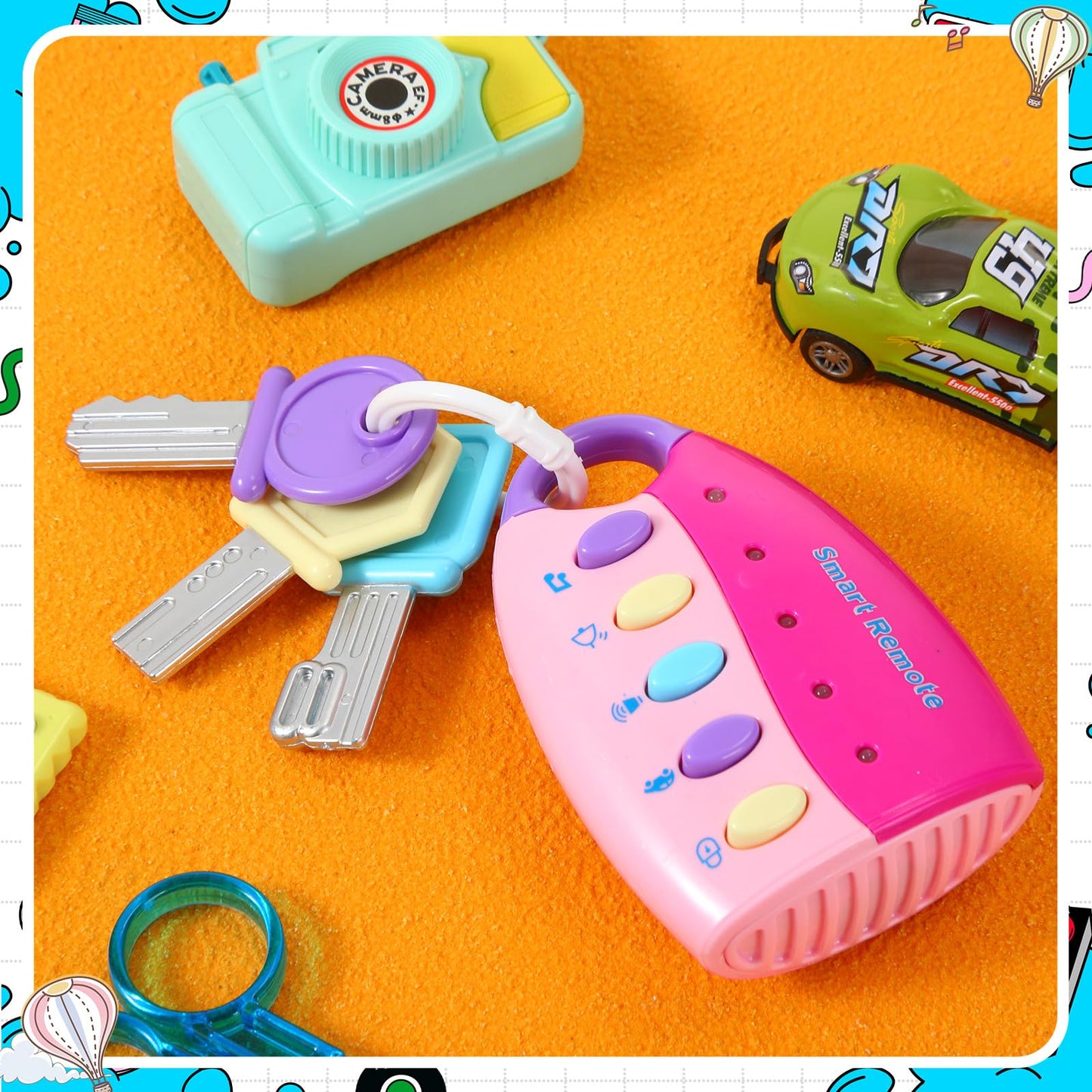 Skylety Musical Smart Remote Car Key Toy – Pink | Lights, Sounds & Learning
