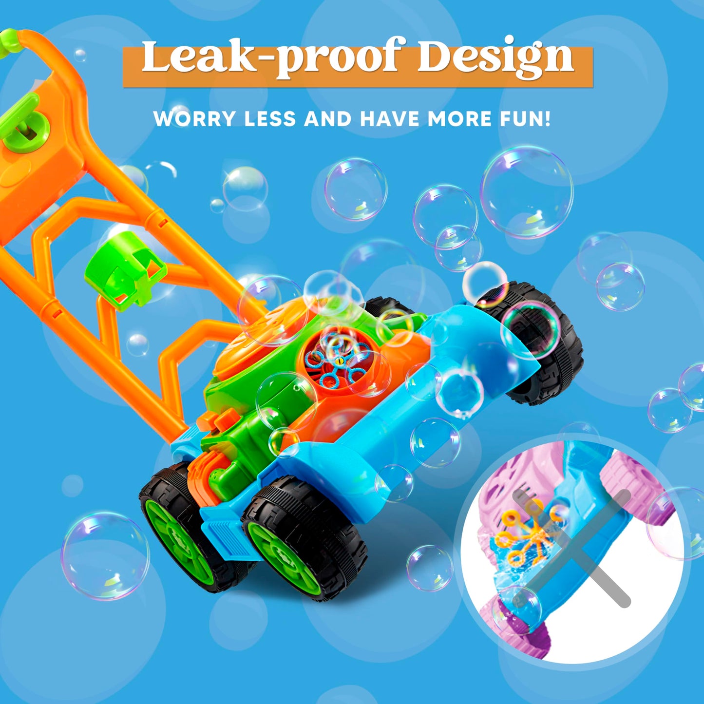 SLOOSH Bubble Lawn Mower Toddler Toy – Spill-Proof Bubble Machine for Indoor Outdoor Play