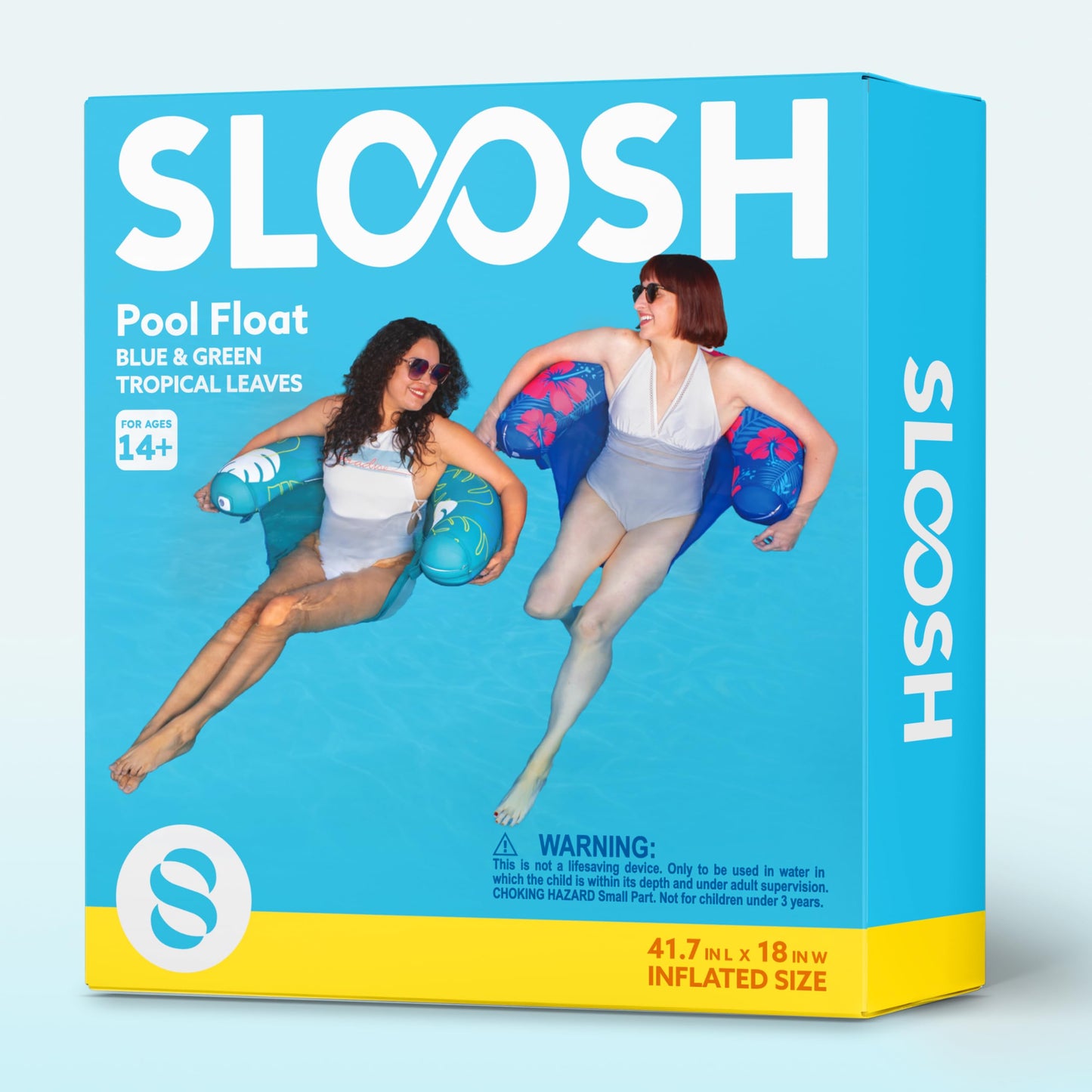 Sloosh Pool Float Chairs 2-Pack with Sling | Soft Fabric Noodle Chair – Flower Leaves