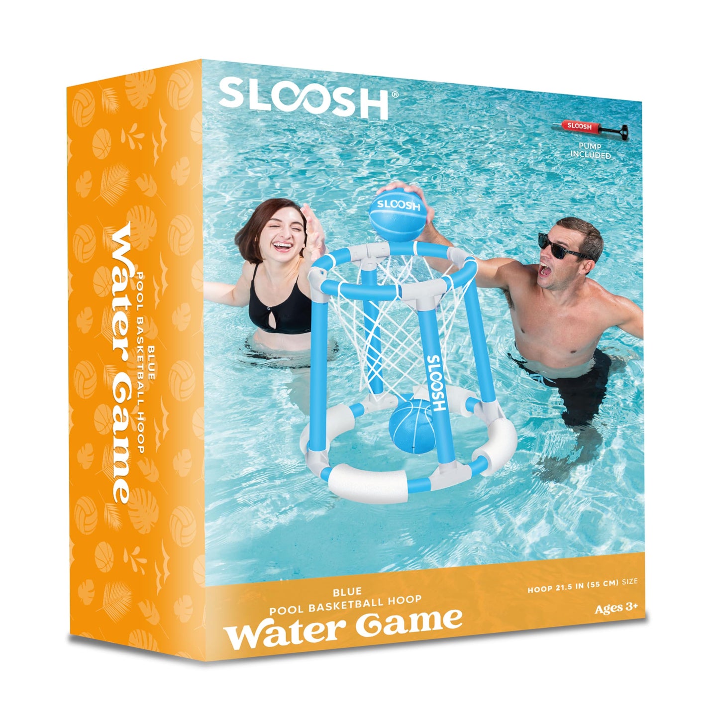Sloosh Pool Basketball Hoop Set — Floating Water Game for All Ages (Blue)
