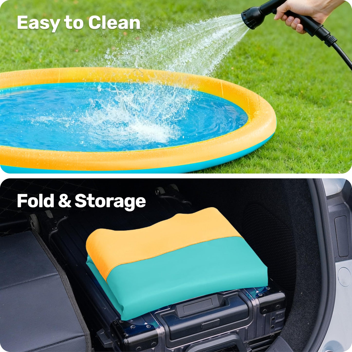 SLOOSH 60-inch Non-Slip Splash Pad Sprinkler – Outdoor Water Play Mat (Orange & Blue)