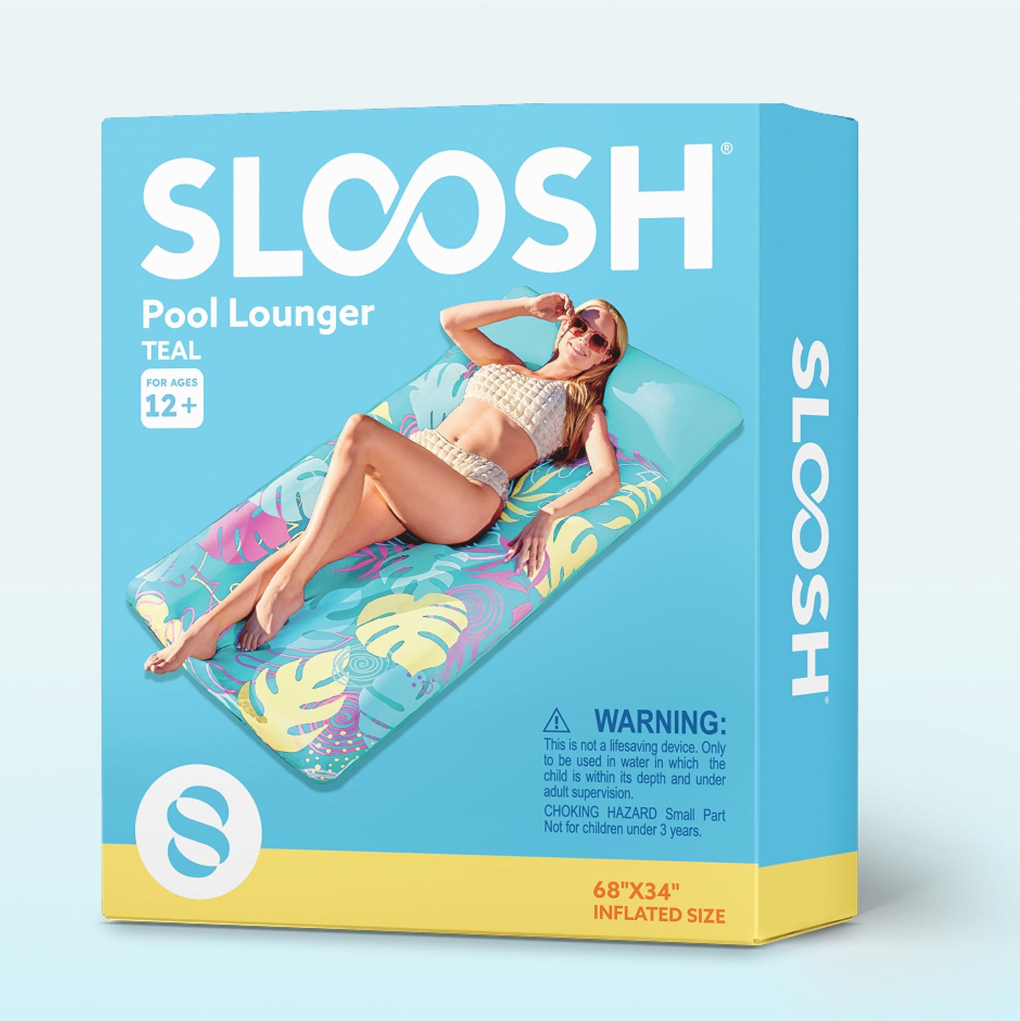 SLOOSH XL Fabric Covered Pool Float Lounger – 68x34 in, Headrest, Ultra Comfort