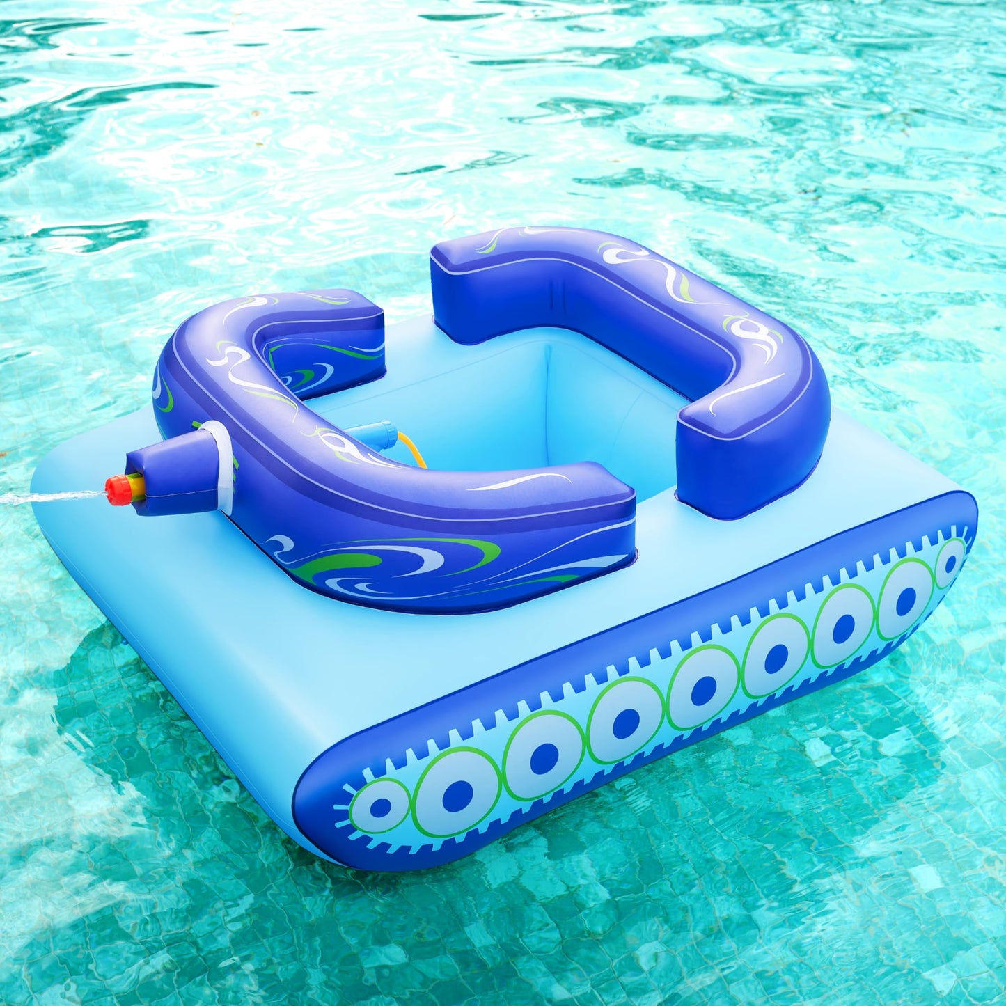 Sloosh Inflatable Tank Pool Float for Kids – Water Gun Battle Toy