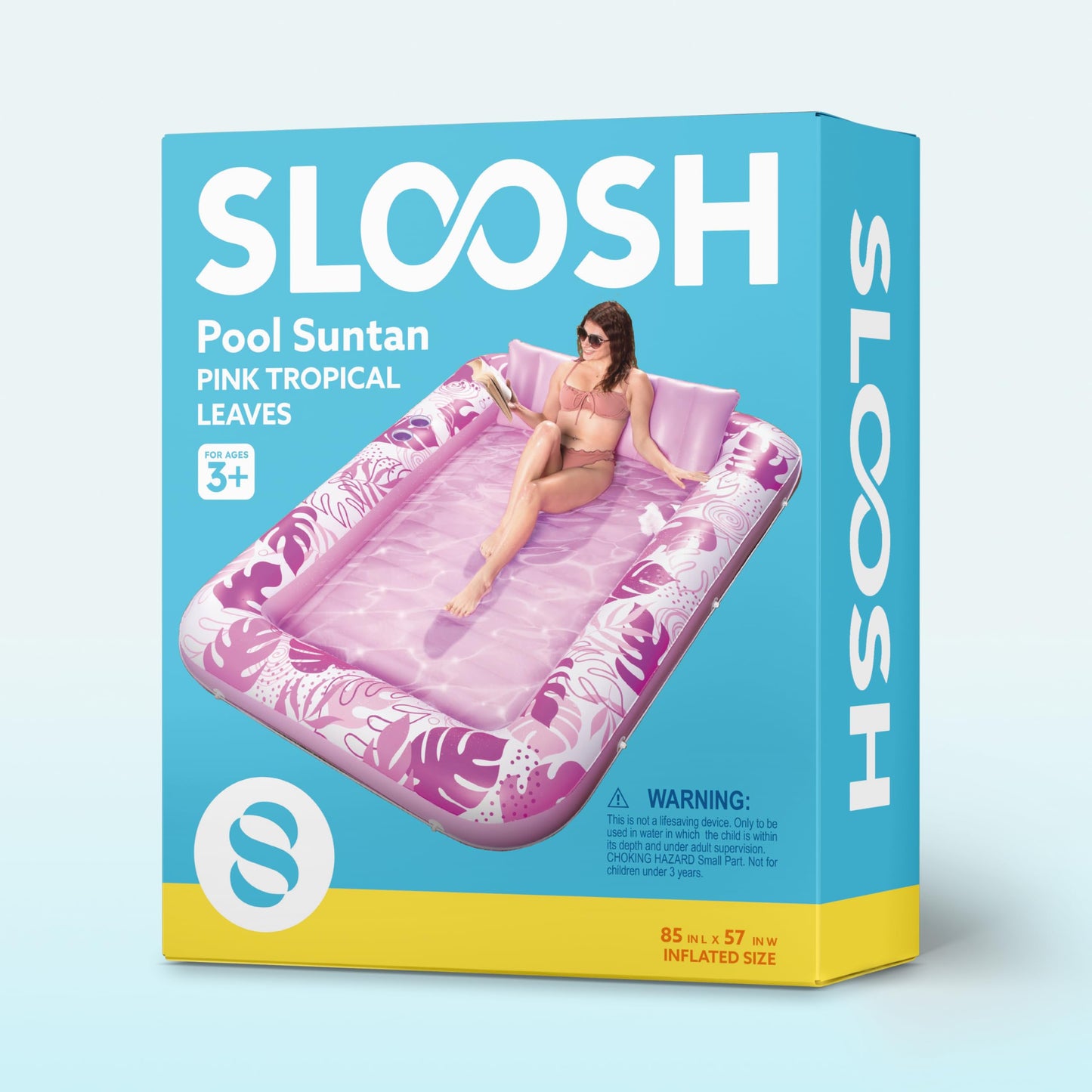 SLOOSH Inflatable Tanning Pool Lounger XL 85x57 Hot Pink – 4-in-1 Suntan Tub