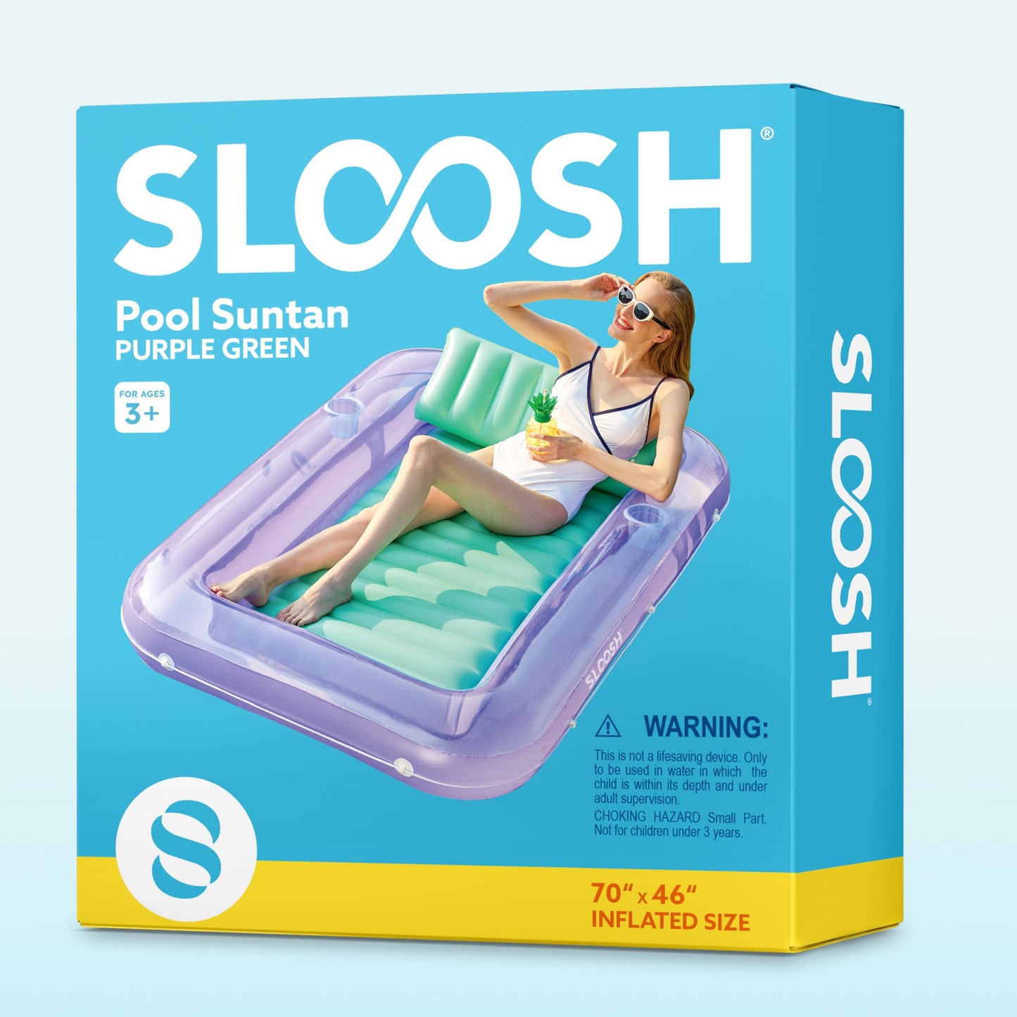 Sloosh Inflatable Tanning Pool Lounger 70x46 | 4-in-1 Suntan Tub Raft