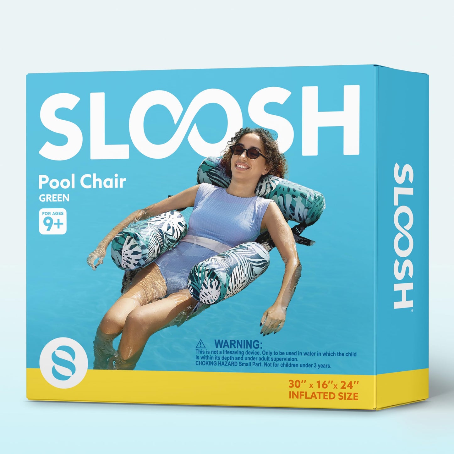 Sloosh Pool Floats Chair – Inflatable Pool Lounge with Green Leaves
