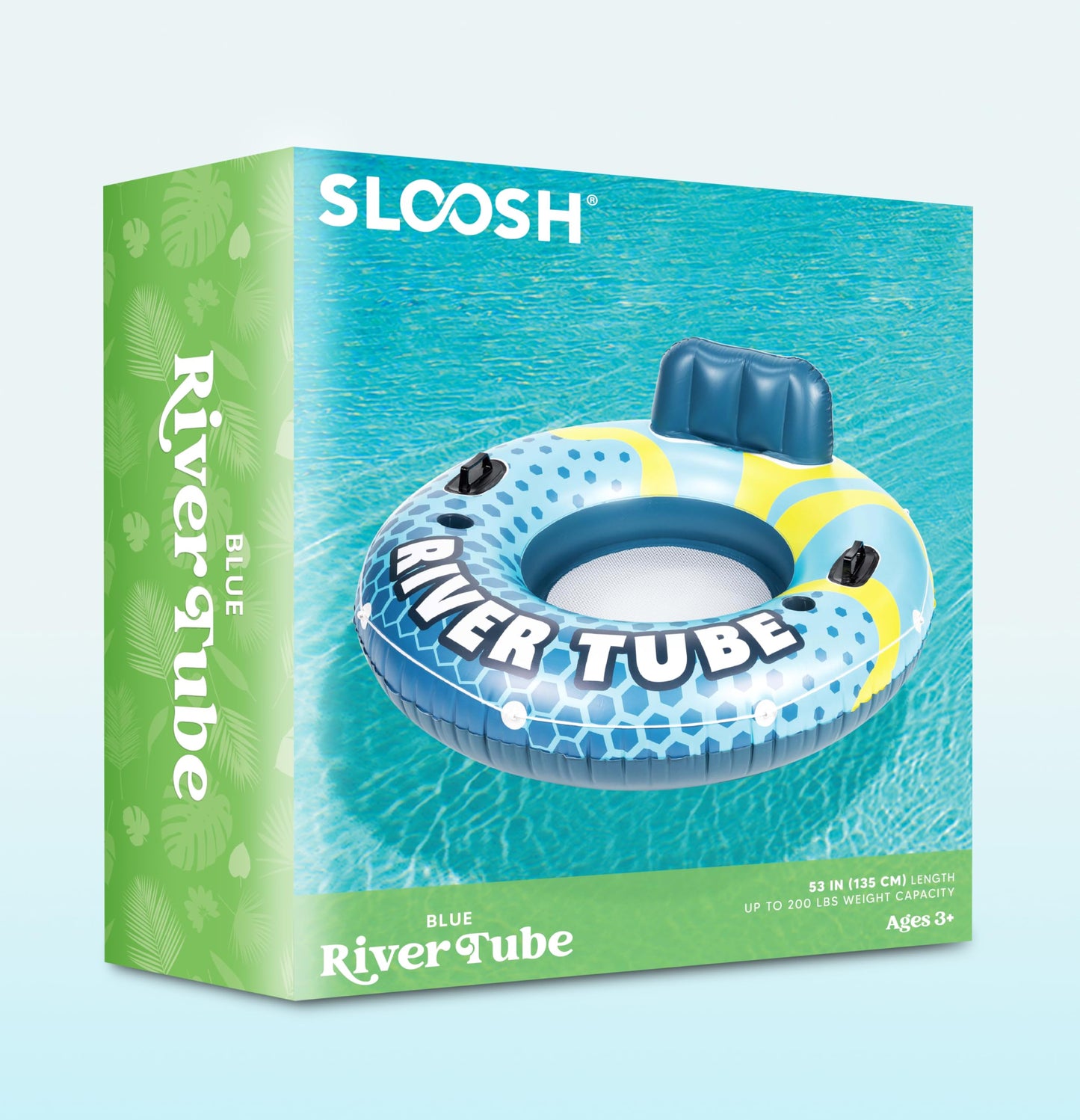 SLOOSH Inflatable River Tubes Float – Heavy Duty 53in Tube with Mesh Seat & Cup Holders