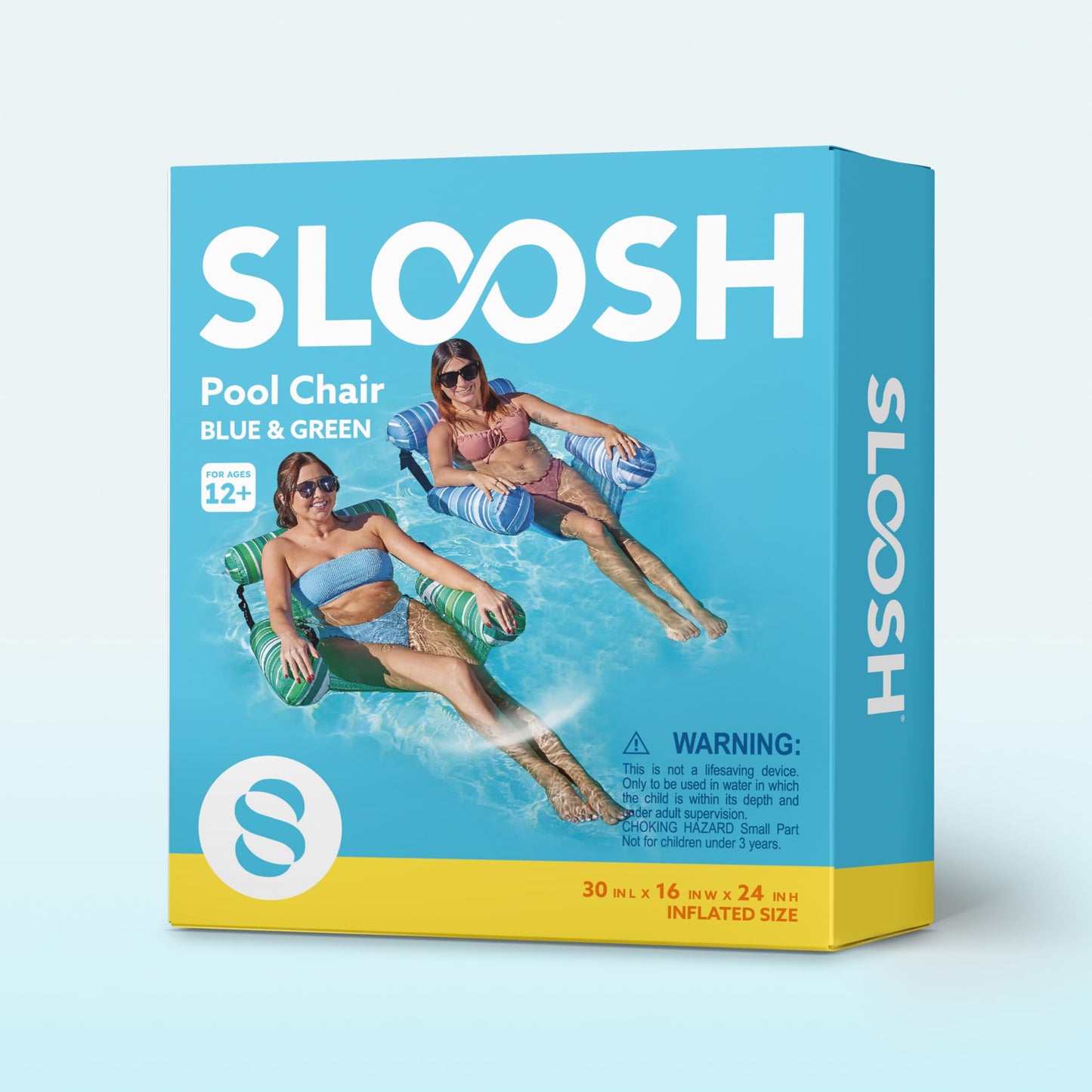 Sloosh Pool Floats Chairs (2-Pack) – Inflatable Lounge Chairs for Adults, Stripe Pattern