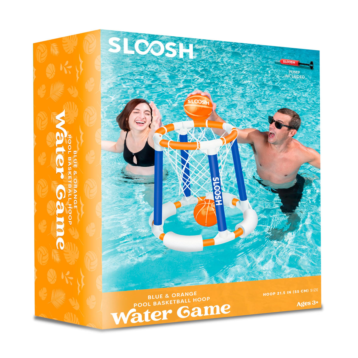 Sloosh Pool Basketball Hoop – Floating Water Toy for Kids & Adults (Blue/Orange)
