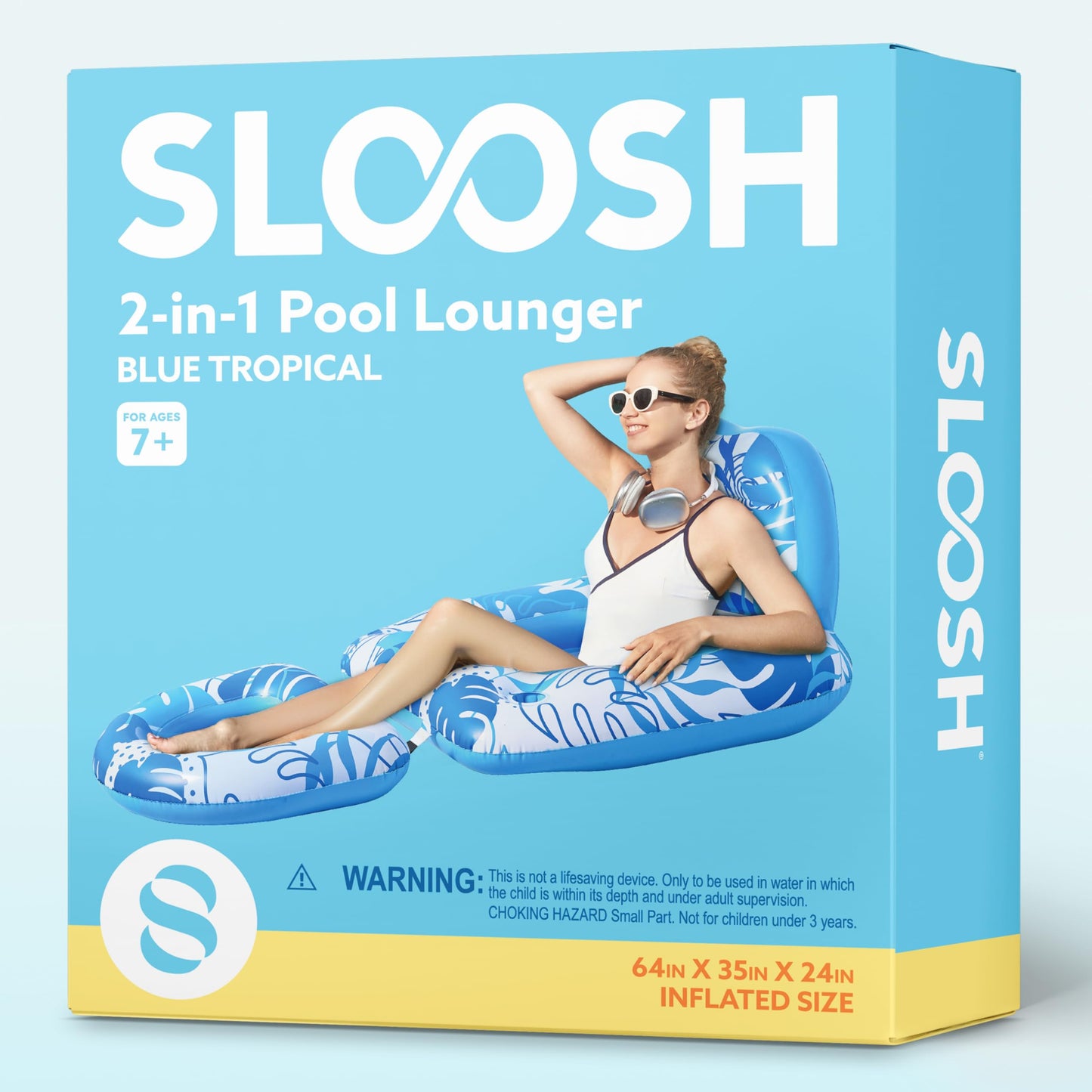 Sloosh Pool Floats Lounger 2-in-1 – Convertible Pool Chair with Cup Holders & Cooler