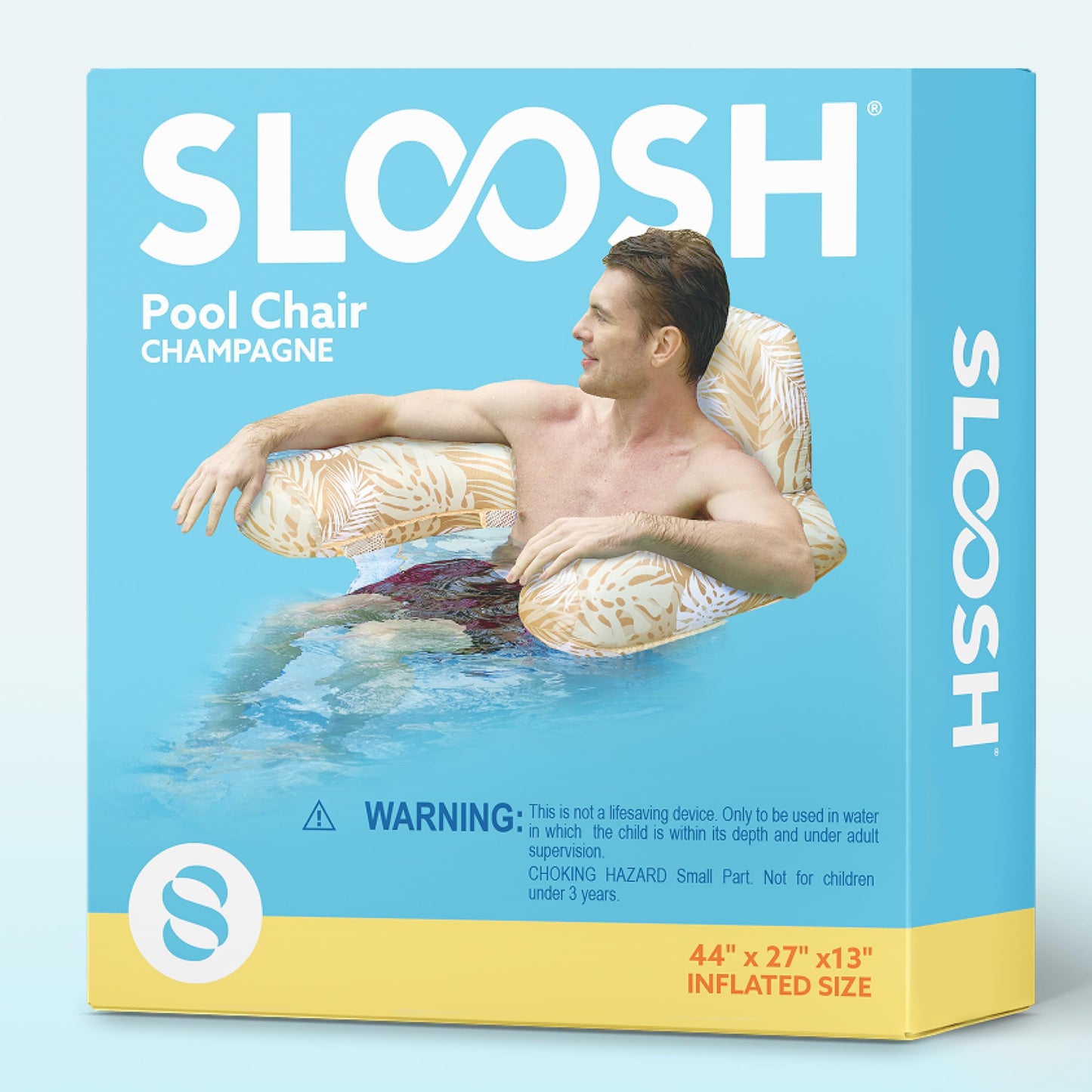 Sloosh Inflatable Pool Noodle Chair – Plant Pattern Floating Hammock (Champagne)