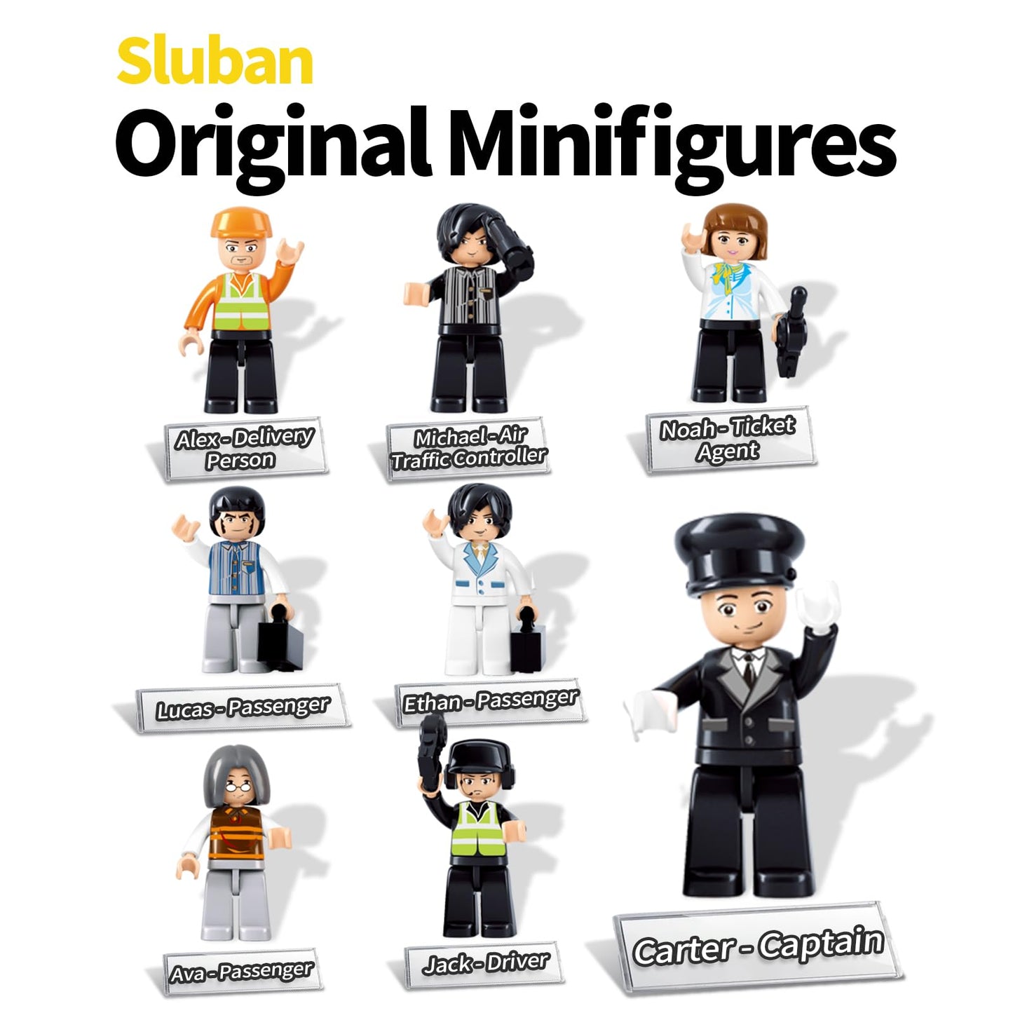 Sluban Airplane Building Set – City Airport Playset with 8 Minifigures