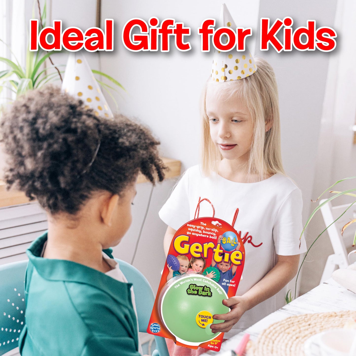 Small World Toys Gertie Glow-in-the-Dark Handball - 9-inch Inflatable Sensory Ball for Kids 3+