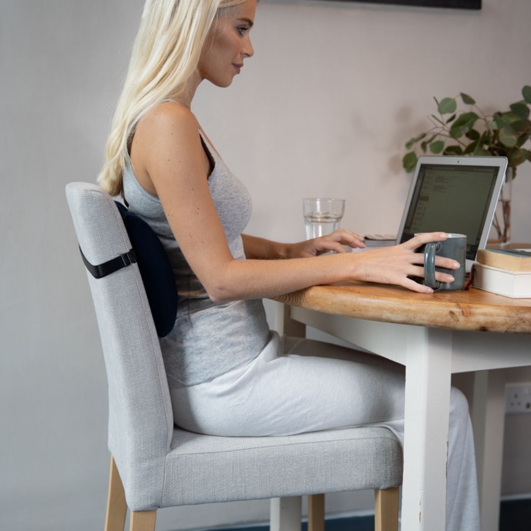 Compact Lumbar Support Cushion – Portable Chair Backrest with Adjustable Strap